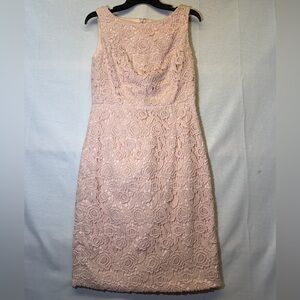 Talbots Lace Overlay Midi Dress in Soft Pink